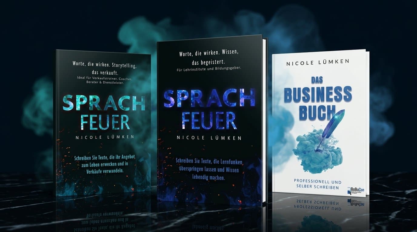 Die exklusiven Bücher aus dem BuBuCon-Vertrieb auf dunkler Bühne